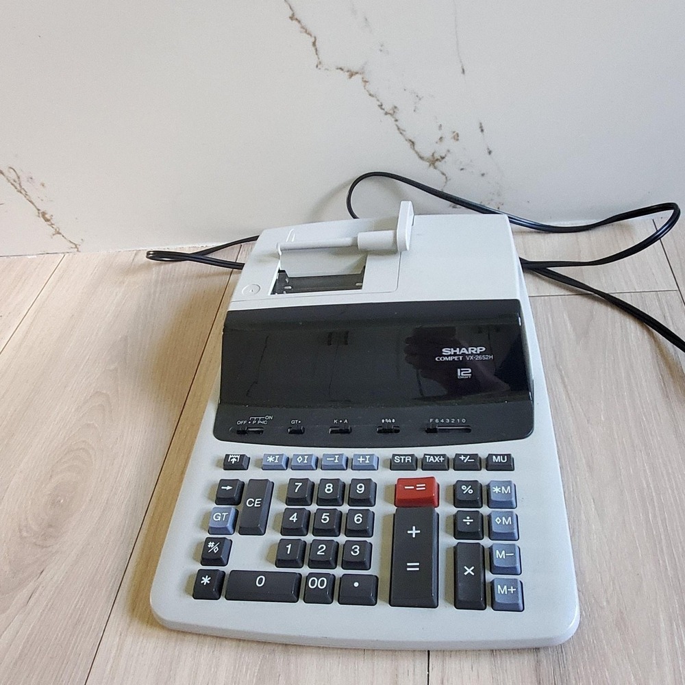 Sharp CompET VX-2652H Printing Calculator Desktop 12 Digit Gray Corded Electric